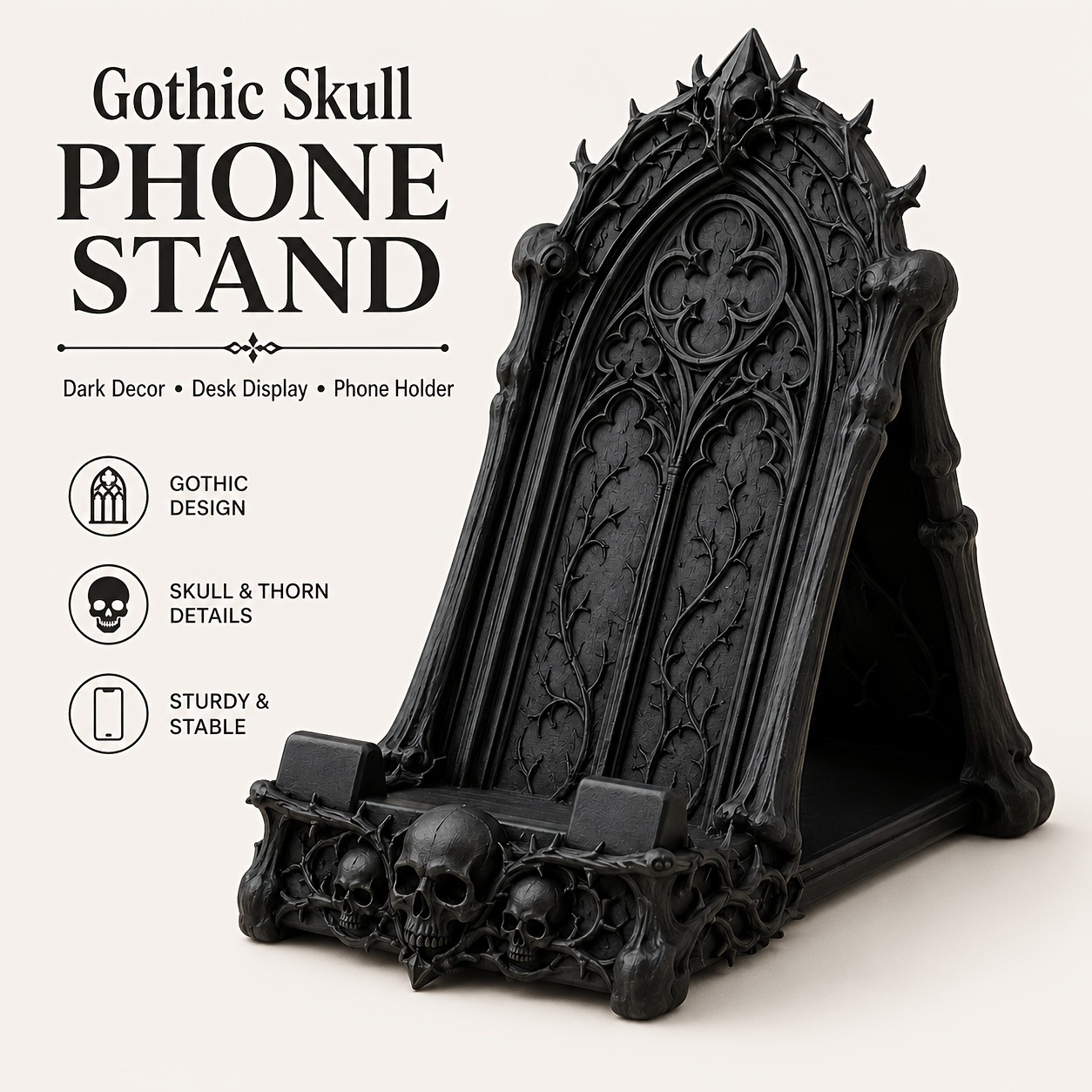 Mobile Phone Holder Black Desktop Decorative Stand For Home Use photo 1