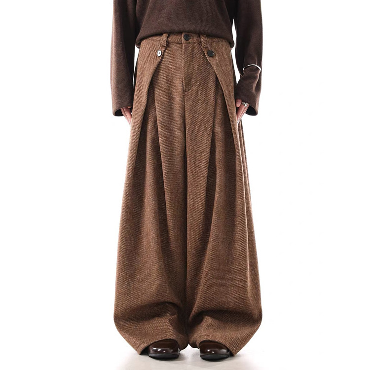Retro Vintage-style Minimalist A-line Pleated Wool Suit Pants photo 4