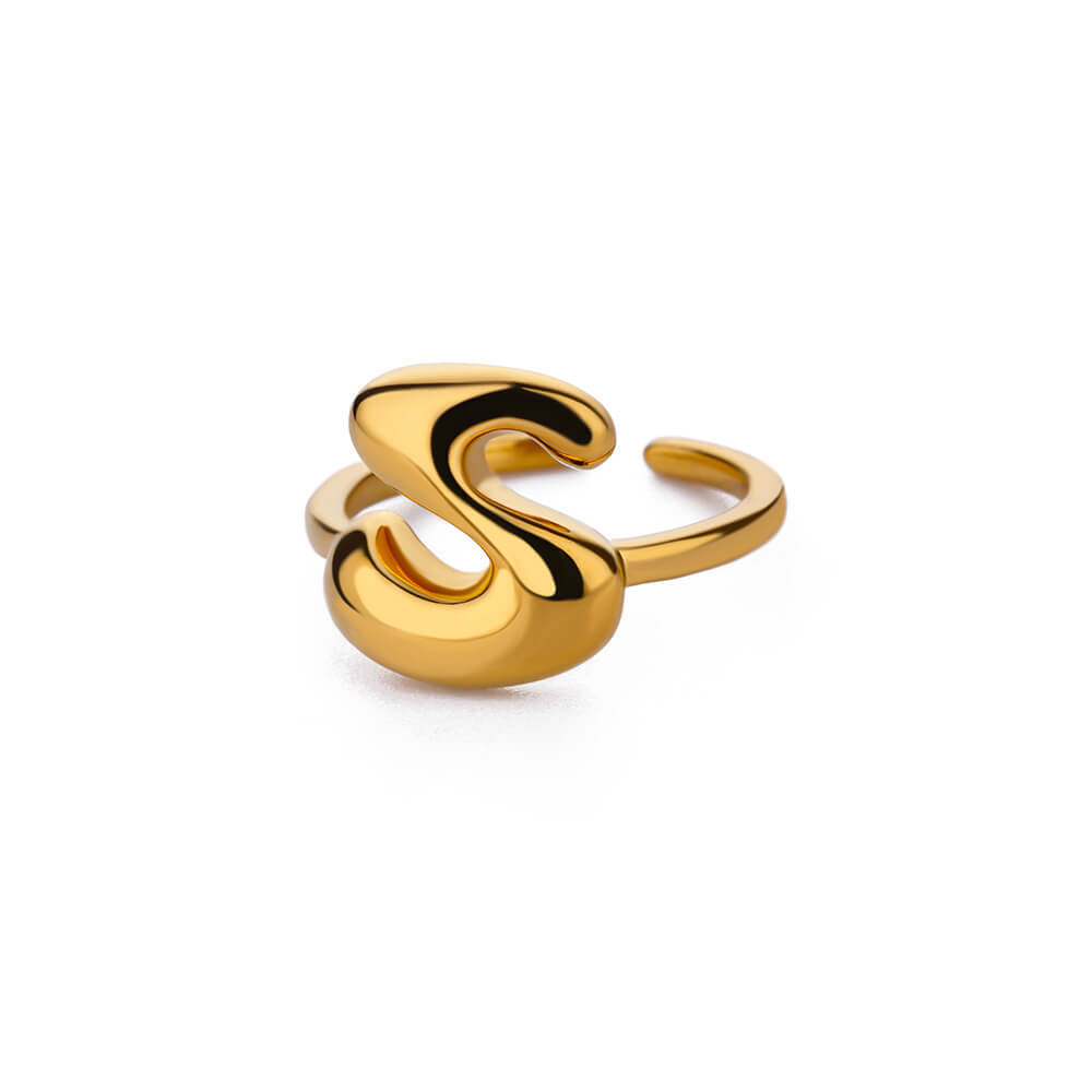 Cute Bubble Letters Ring Gold 18K Gold Plated Ring photo 3