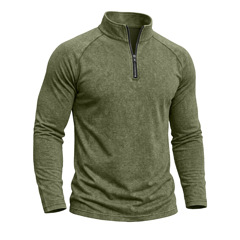 Retro Washed Long-sleeve Men's Distressed T-shirt photo 2