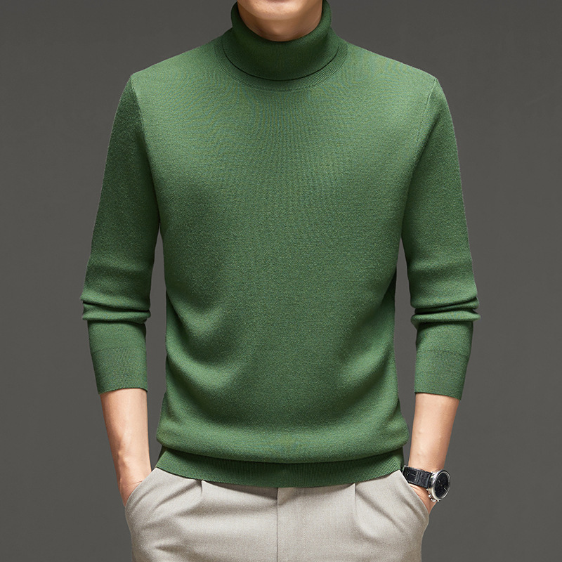 Men's Turtleneck Wool Sweater Winter Thickened Solid Color Plain Style photo 1
