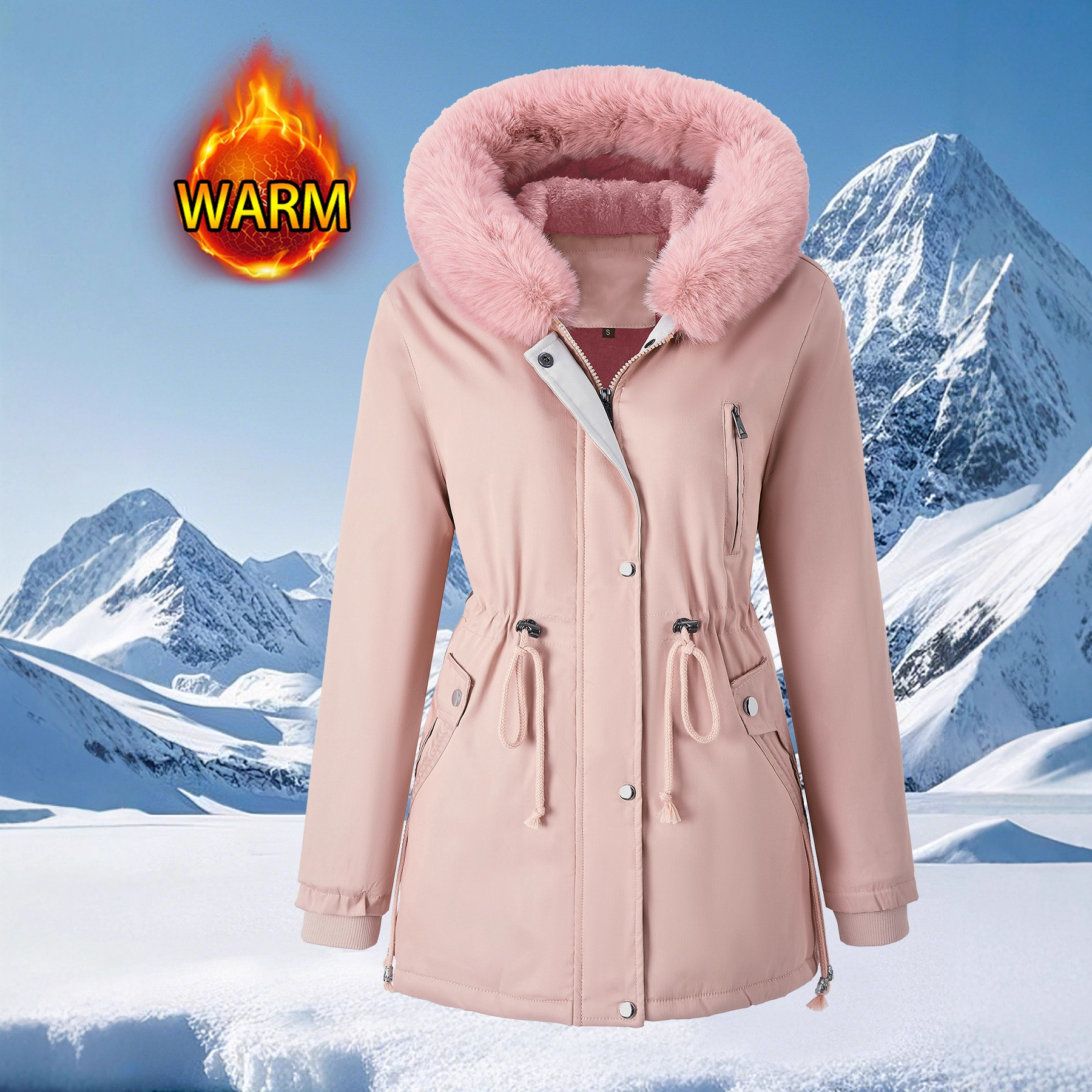 Hooded Fur-collar Thickened Warm Coat photo 4