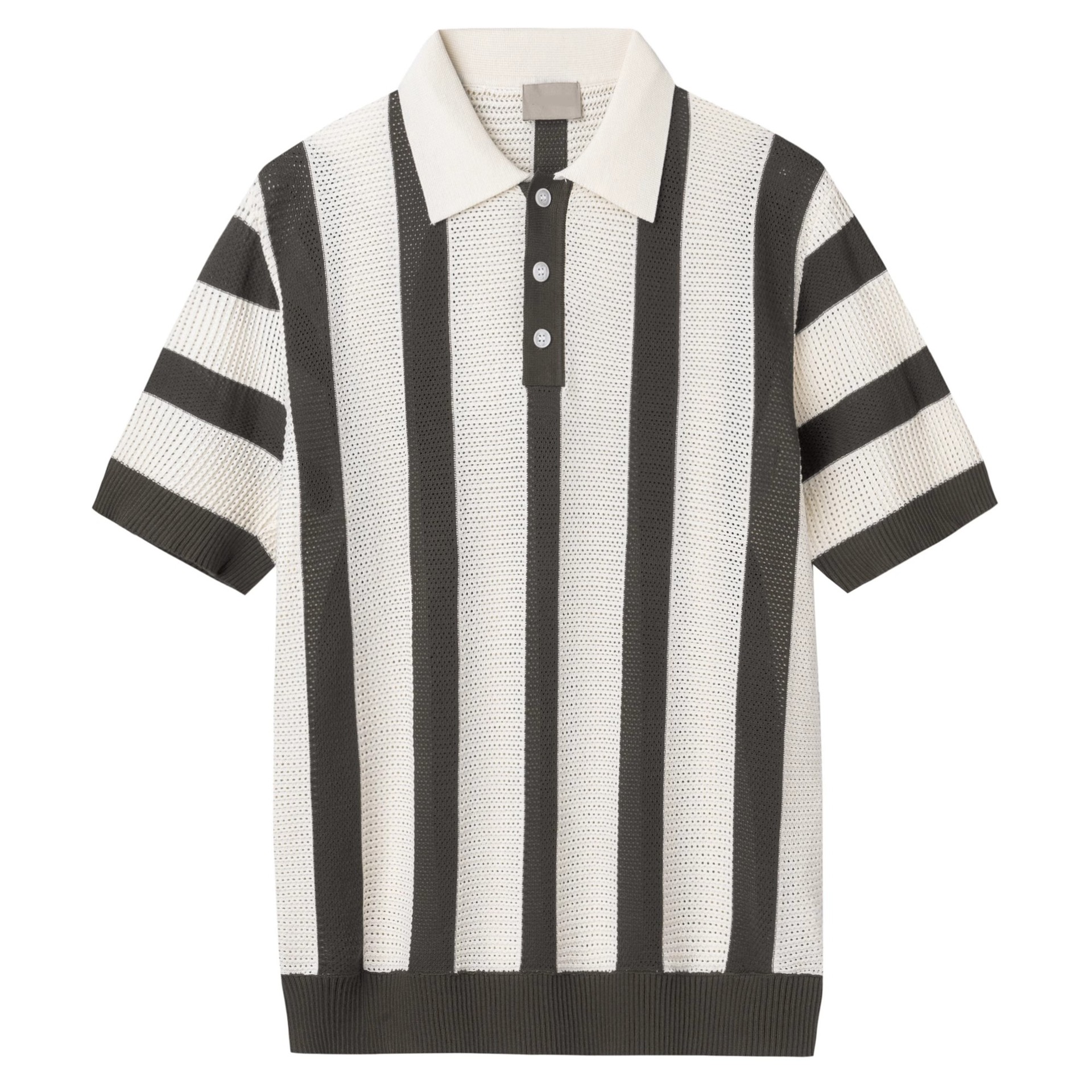 Striped Knitted Polo Shirt Men's Cool & Dashing Lapel T-Shirt photo 8