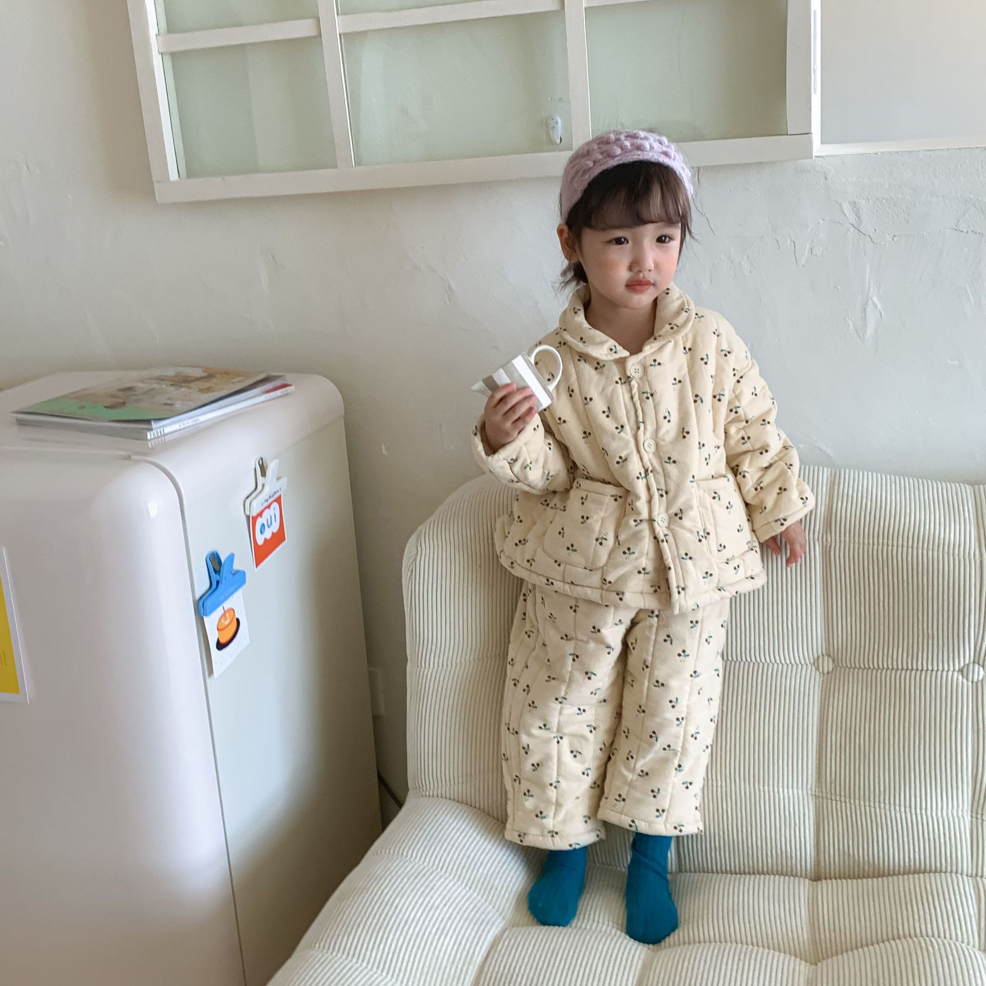 New Fleece-Lined Three-Layer Quilted Pajama Set For Baby Girls And Boys photo 4