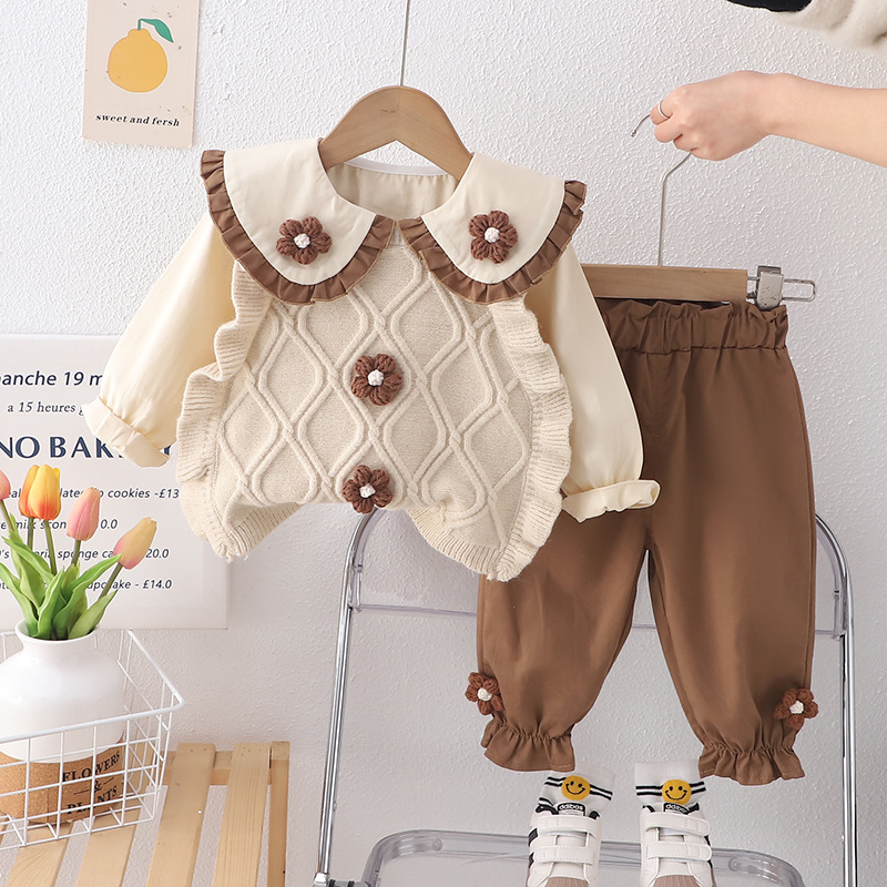 Baby Girl Spring Outfit Set Stylish Childrens Sweater Vest photo 4
