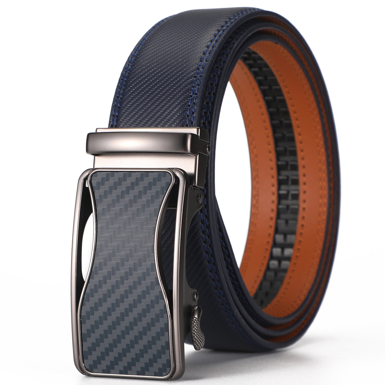 Mens Second-layer Leather Belt With Automatic Buckle photo 5