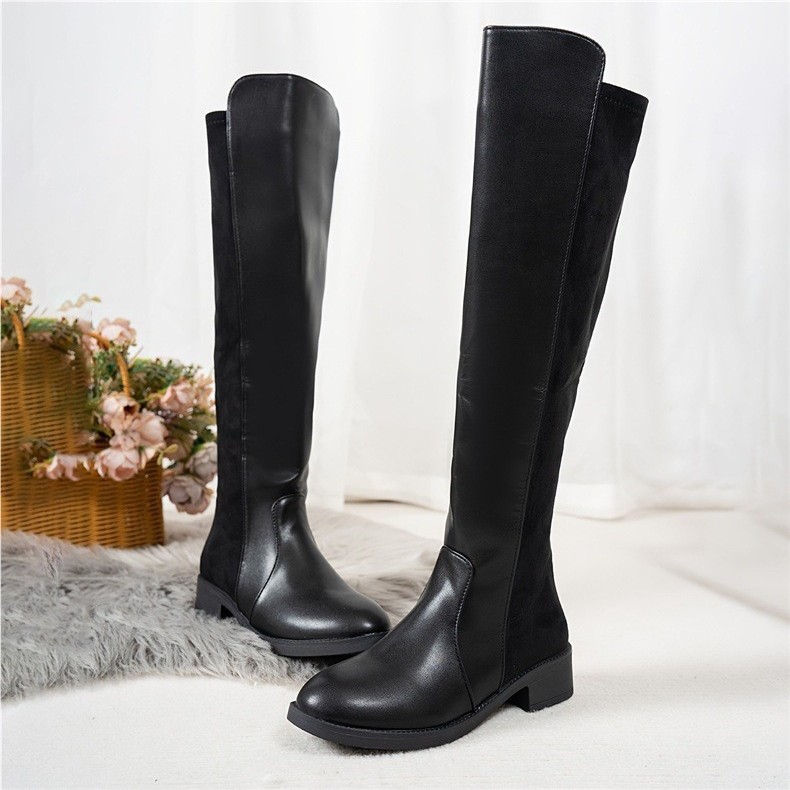 Retro-style Plus-size Patchwork Over-the-knee Boots For Women photo 2