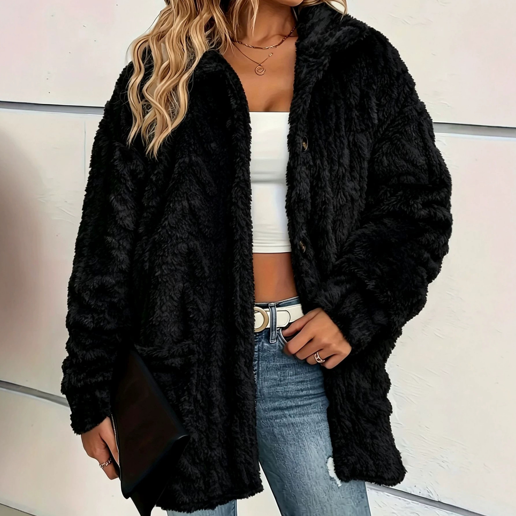 Women's Plush Lapel Fashion Jacket photo 5