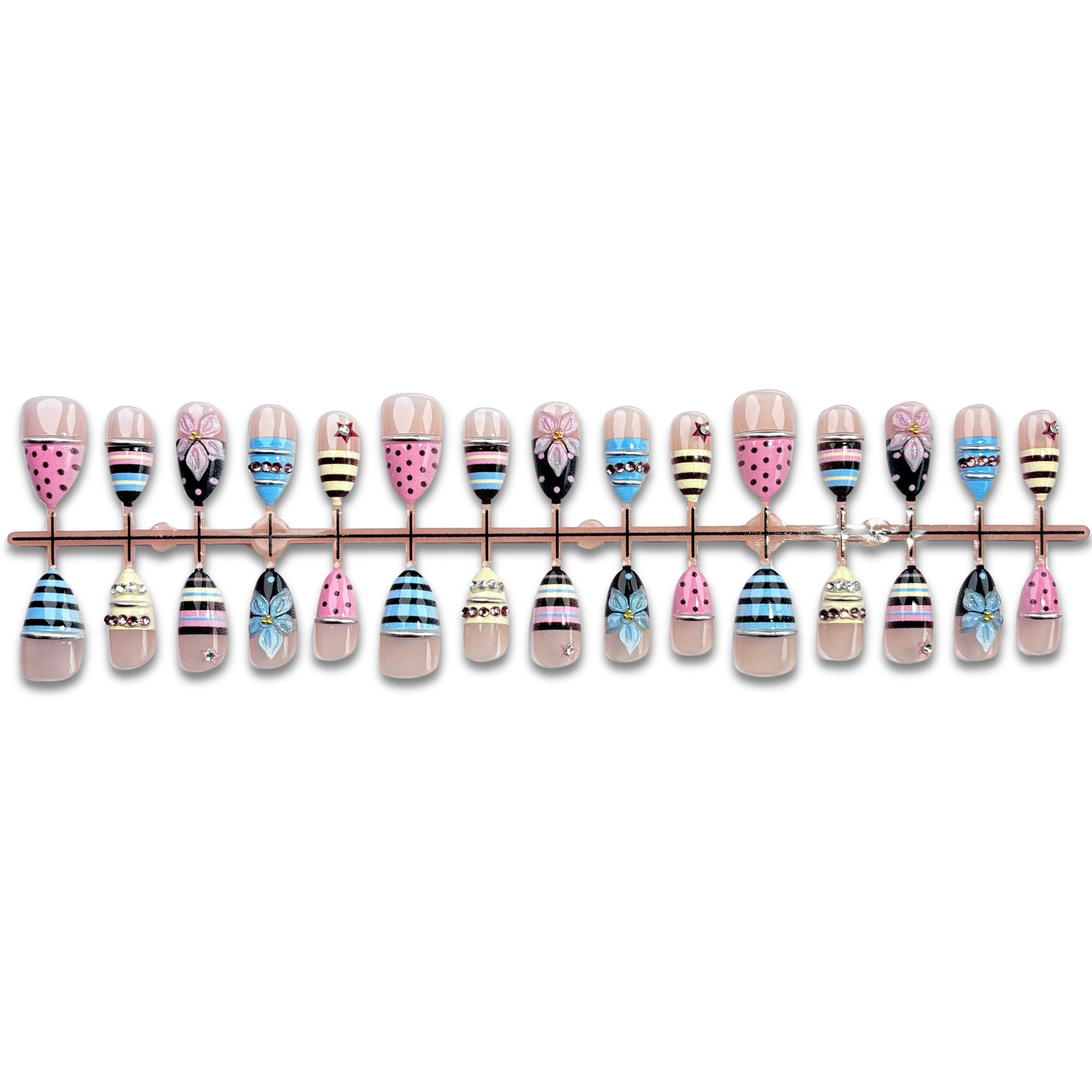 3D Flower Striped Wearable Nails Nail Art Stickers photo 4