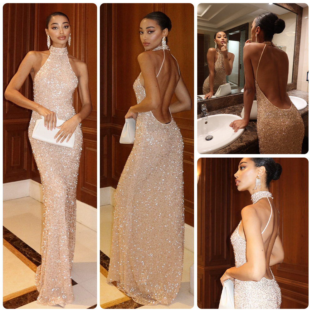 Strapless Sequined Beaded-embellished Elegant Evening Gown photo 6