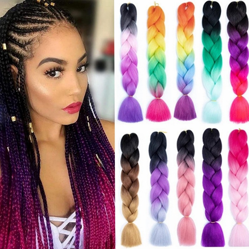 African Dyed Wig Braids Two-tone Ombre Synthetic Dreadlocks photo 1