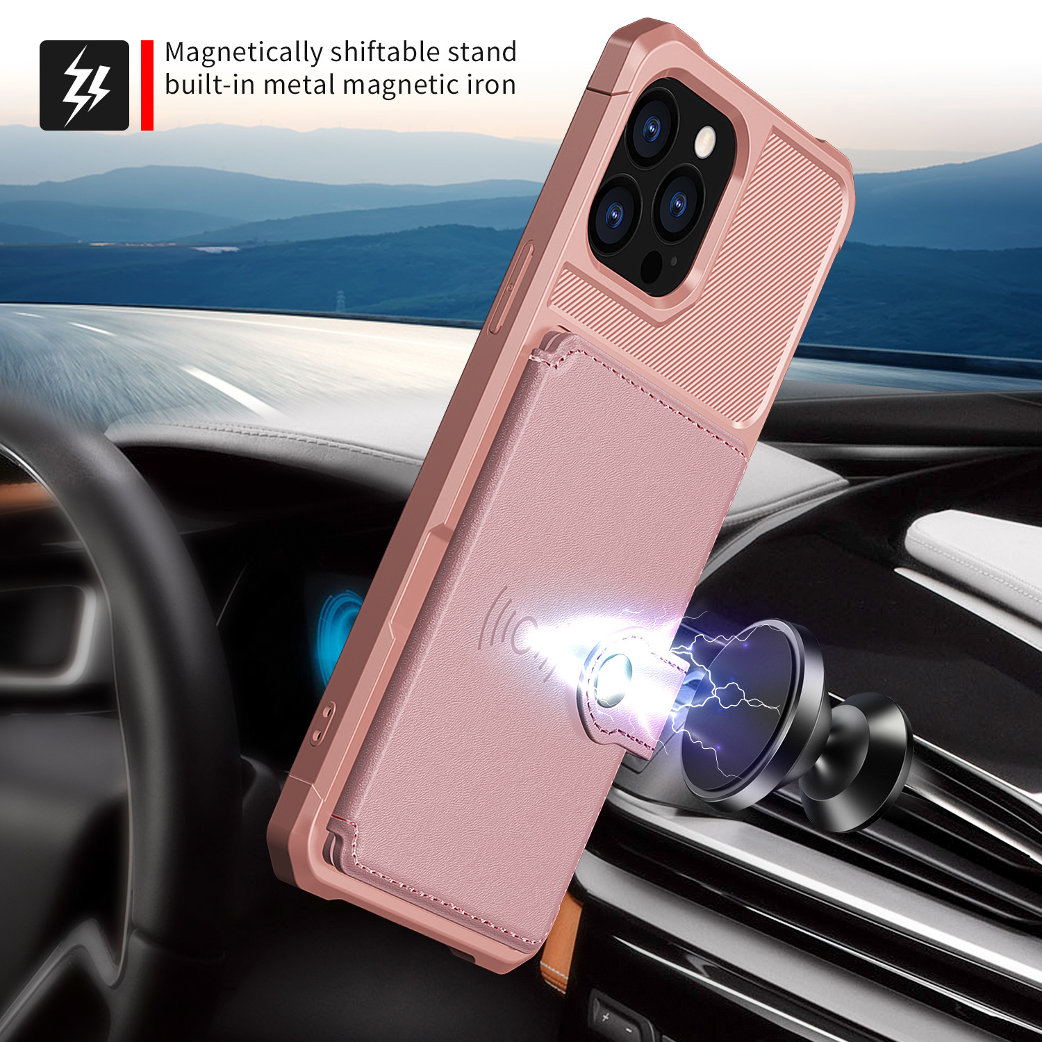 Minimalist Solid Color Plastic Car Magnetic Phone Case photo 1