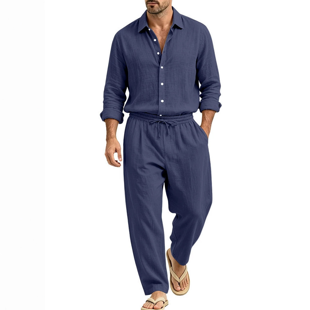Mens New Linen Casual Loose-Fit Suit photo 4