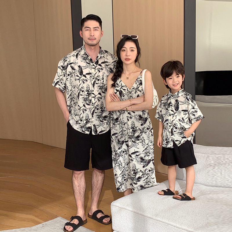 Family-matching Resort-style Printed Short-sleeve Shirt For Beachwear photo 3
