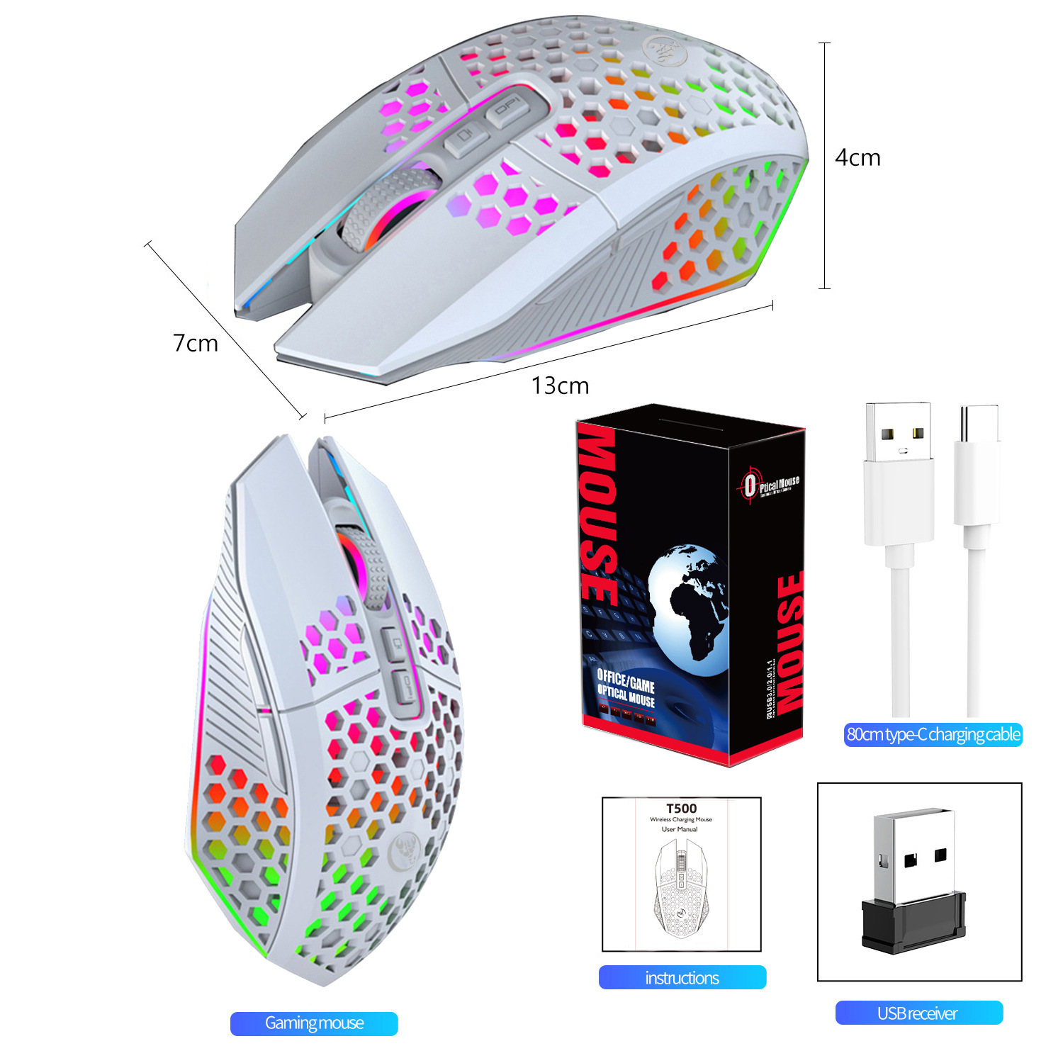 T500 Hole Mouse 24G Illuminated Rechargeable Wireless Mouse photo 6