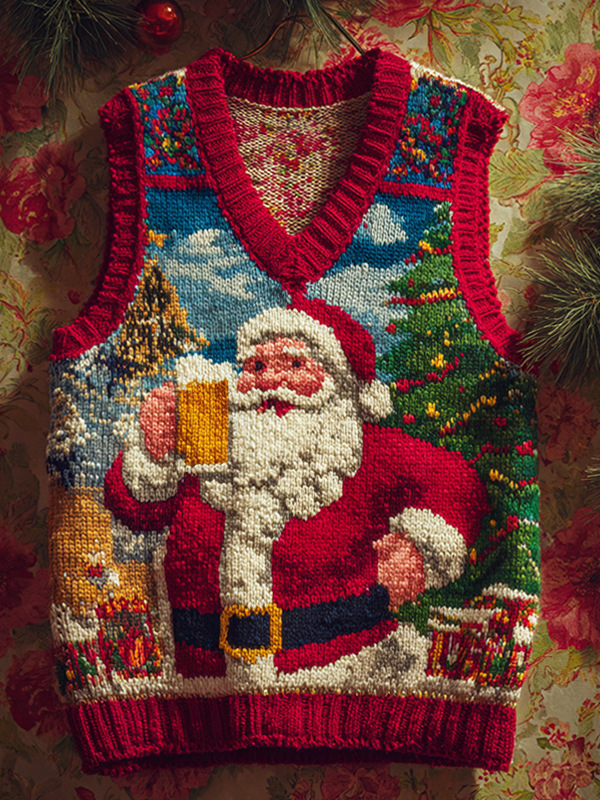 V-neck Knitted Vest Sleeveless Waistcoat photo 7