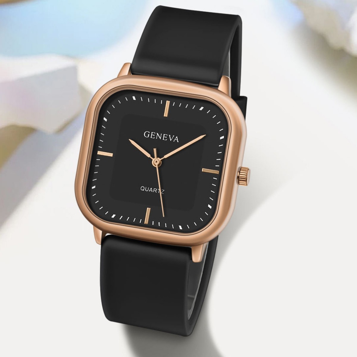 Multicolor Silicone Retro Square-dial Womens Watch photo 1