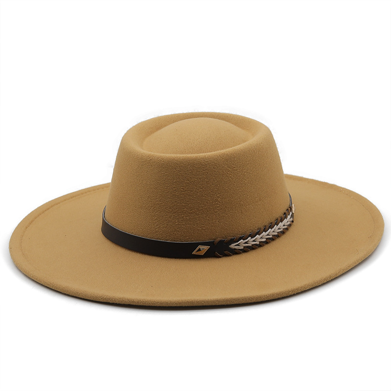 This Felt Hat Has A Dented Crown And Features A Wide Brim For Both Men And Women photo 3