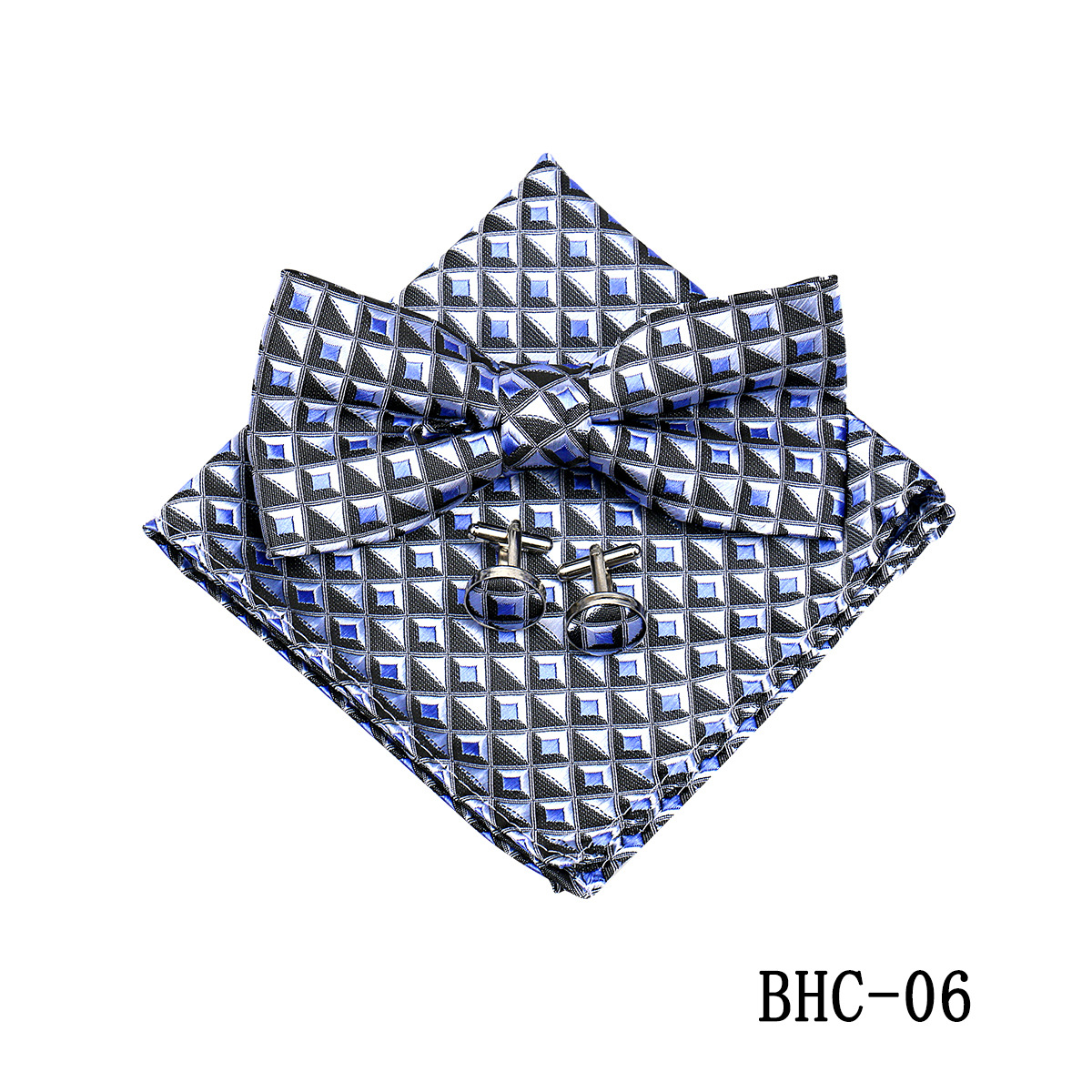 Mens Paisley Bow Tie Pocket Square And Cufflinks photo 7