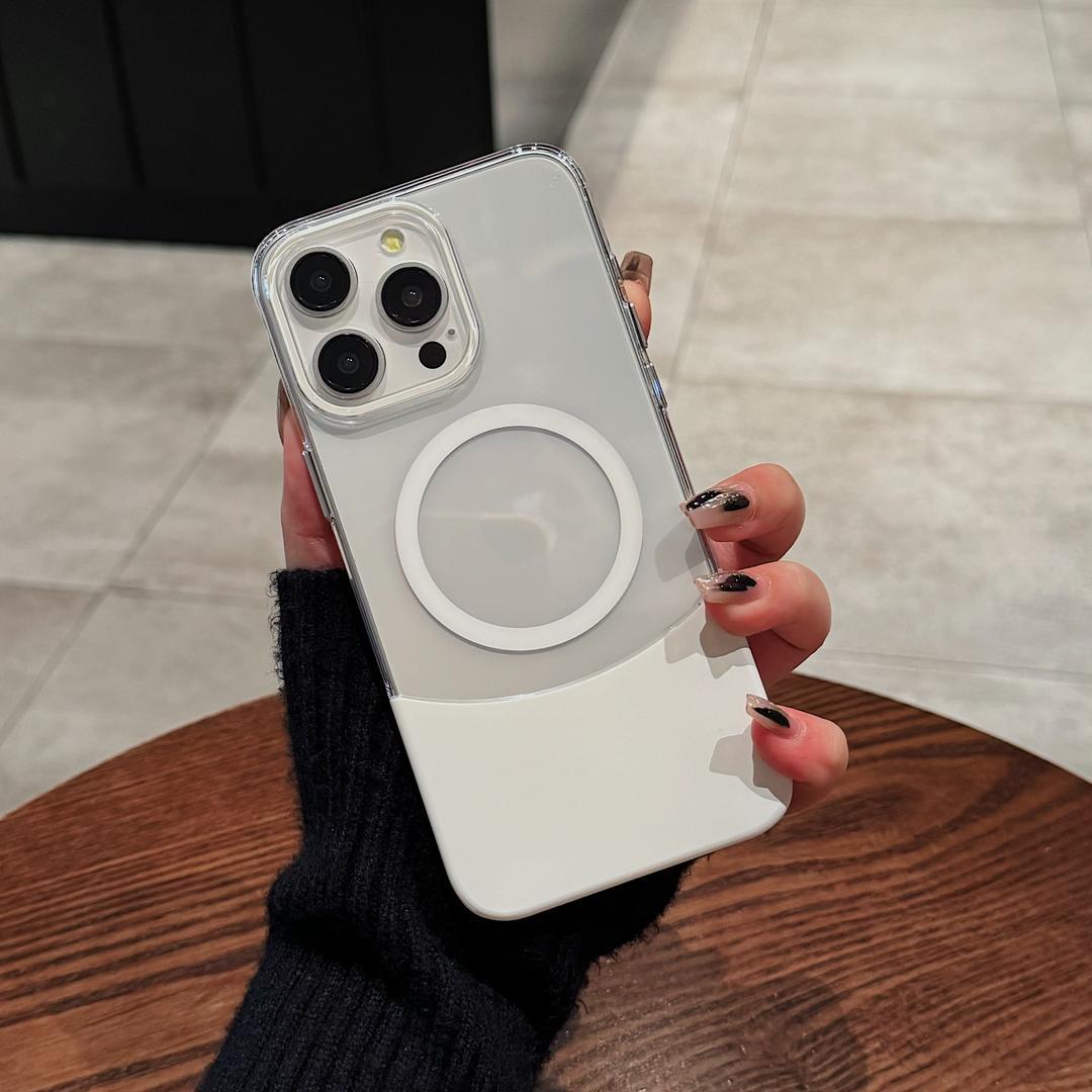 Phone Case Magnetic Up And Down Plug AF Transparent Stitching Two-color Protective Sleeve photo 5
