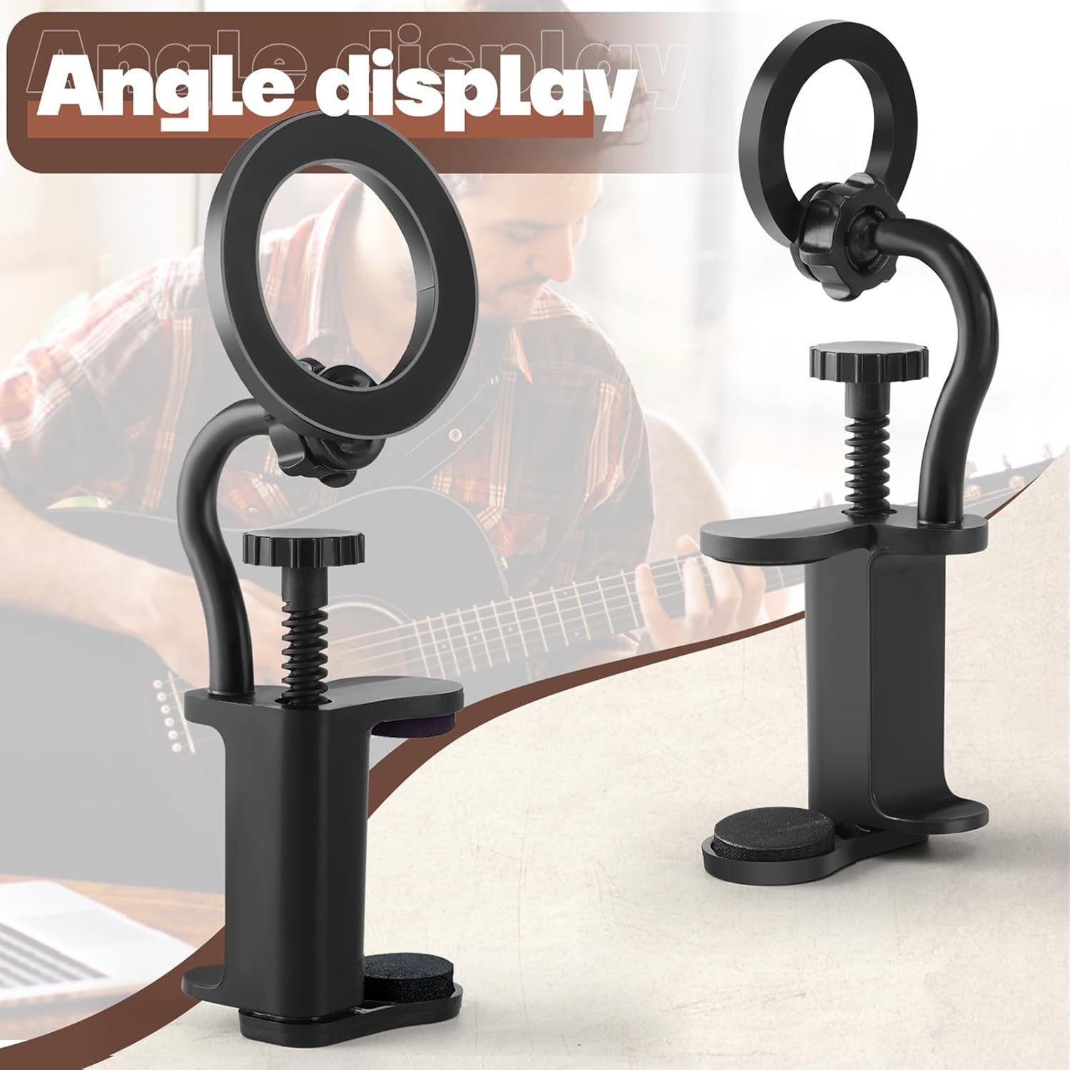 Rotating Phone Live Streaming Stand Guitar Headstock Clamp photo 3