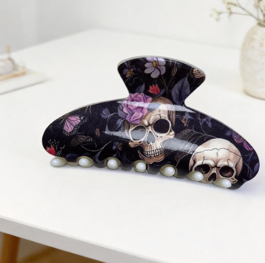 Colorful Skull And Flower Hair Clip Accessory photo 2
