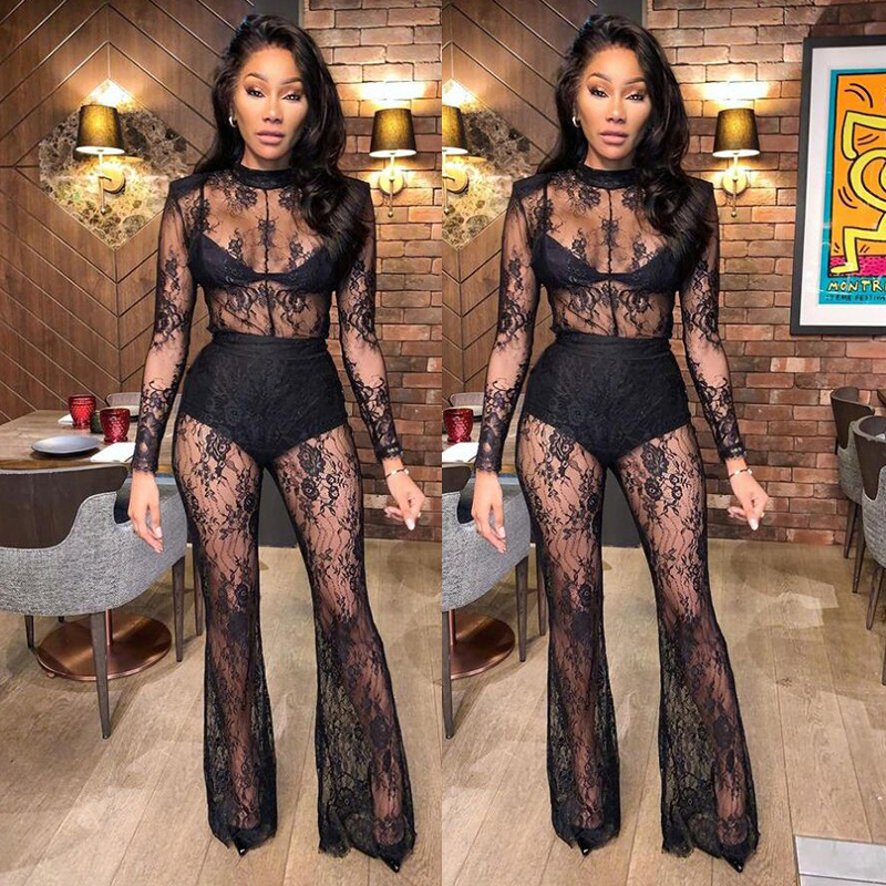 Lace Sheer Sexy Plus-size Jumpsuit For Nightclubs photo 1