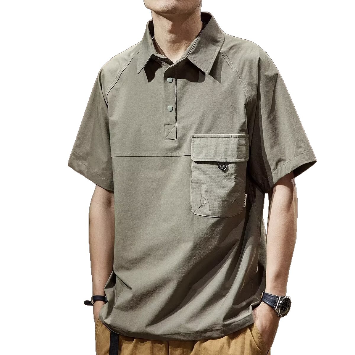 Mens Summer Retro Lapel Trendy T-Shirt photo 4