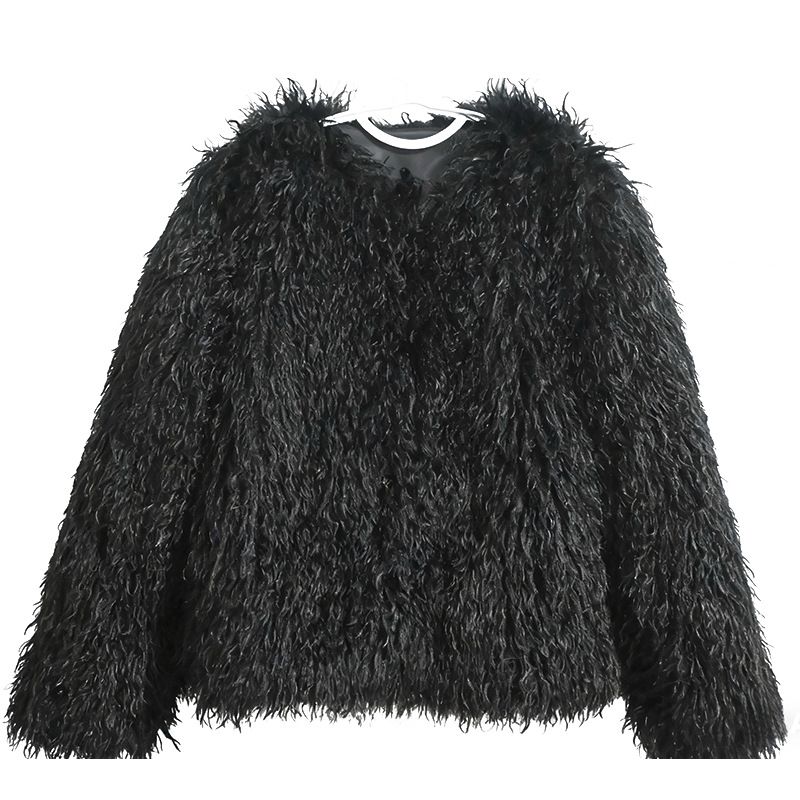 Women's Crew-neck Cashmere Casual Coat photo 5