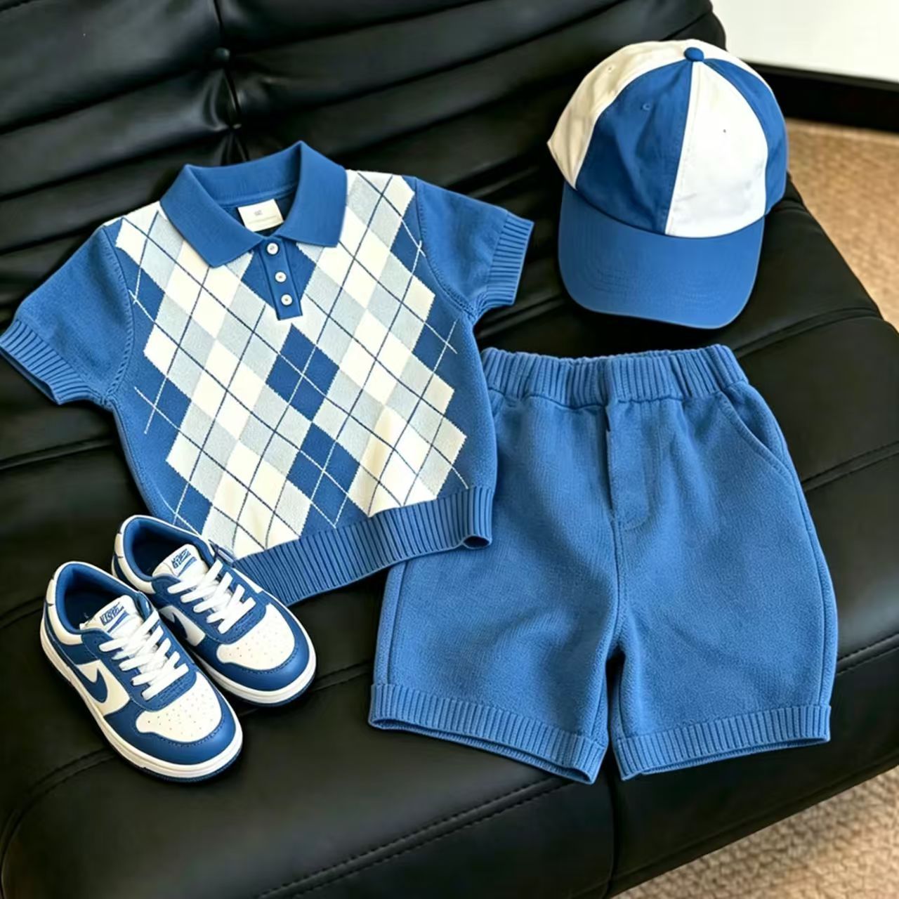 Crew-neck Short-sleeve Knit Top And Childrens Shorts Two-piece Set photo 6
