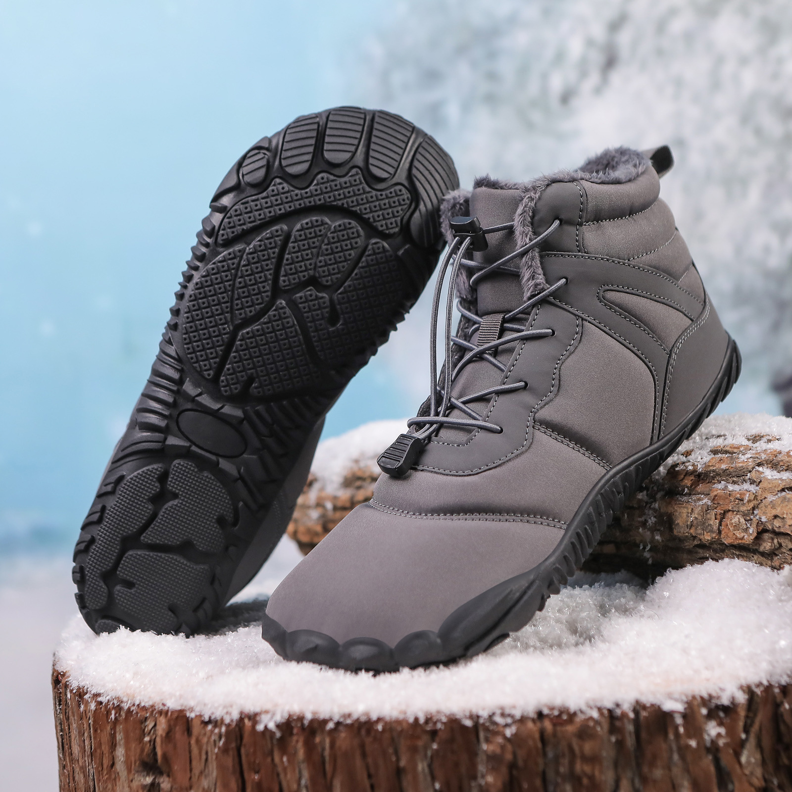 Five-finger Cotton Shoes Non-slip Snow Boots Waterproof Fleece-lined photo 3