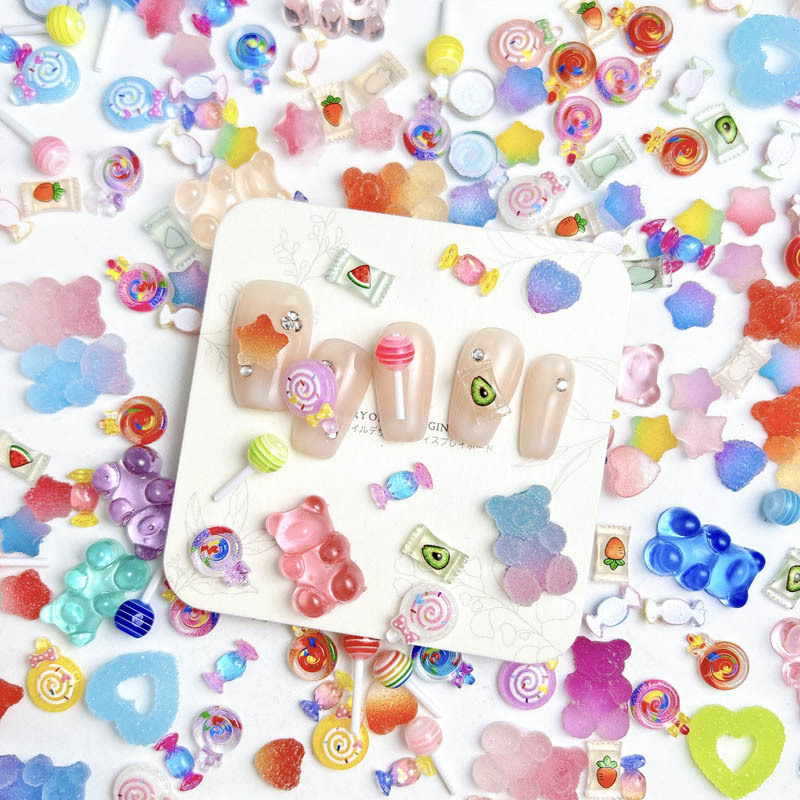 Candy Gummy Bear Lollipop Heart Pentagon Star Nail Art Decorations photo 2