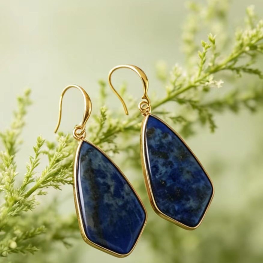 Natural Stone Drop With Edging Irregular-shaped Stone Earrings photo 3