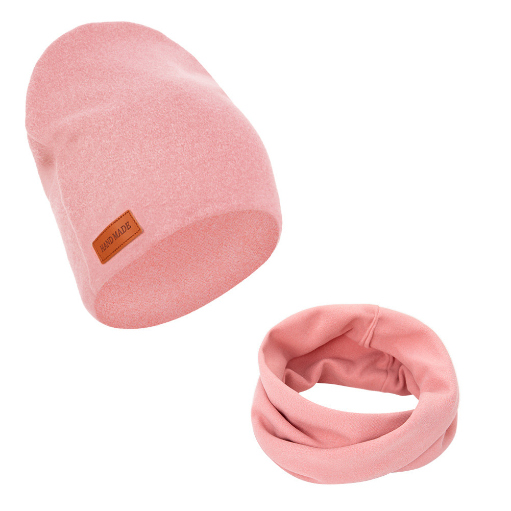Children's Solid-Color Pullover Cross-Neck Warmer Two-Piece Set photo 3