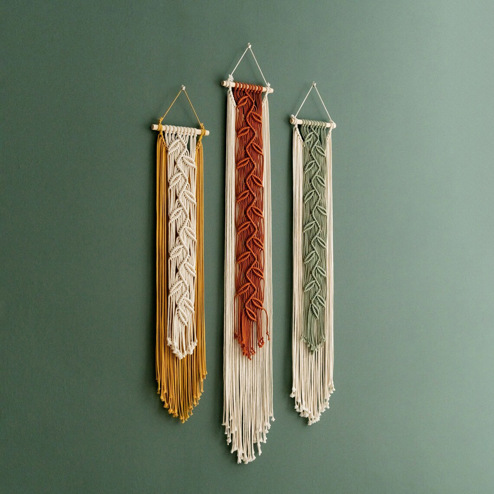 Bohemian Handwoven Wall Hanging Tapestry - Nordic Leaf Pattern Macrame Wall Decor for Living Room Bedroom Home Interior Design photo 2