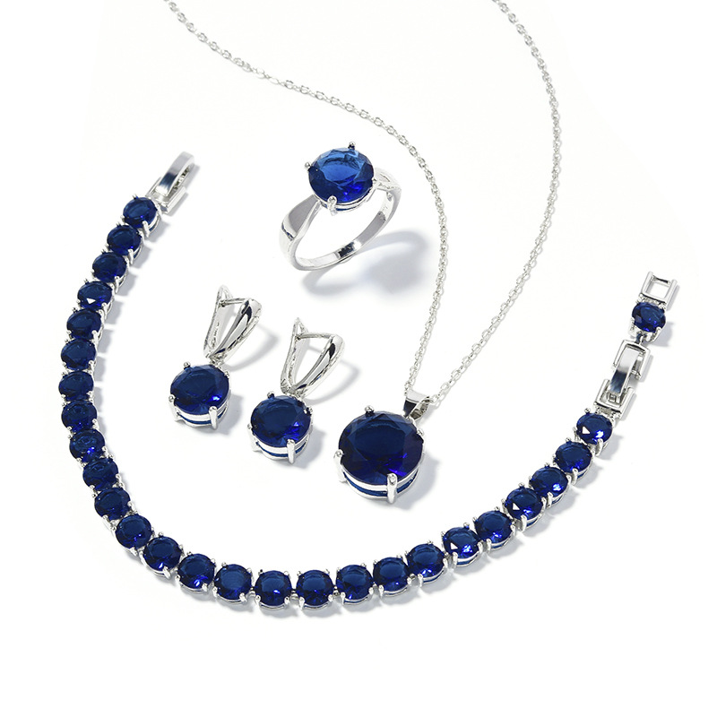 Geometric Round Earrings Ring Bracelet Necklace Ornament Suit photo 4