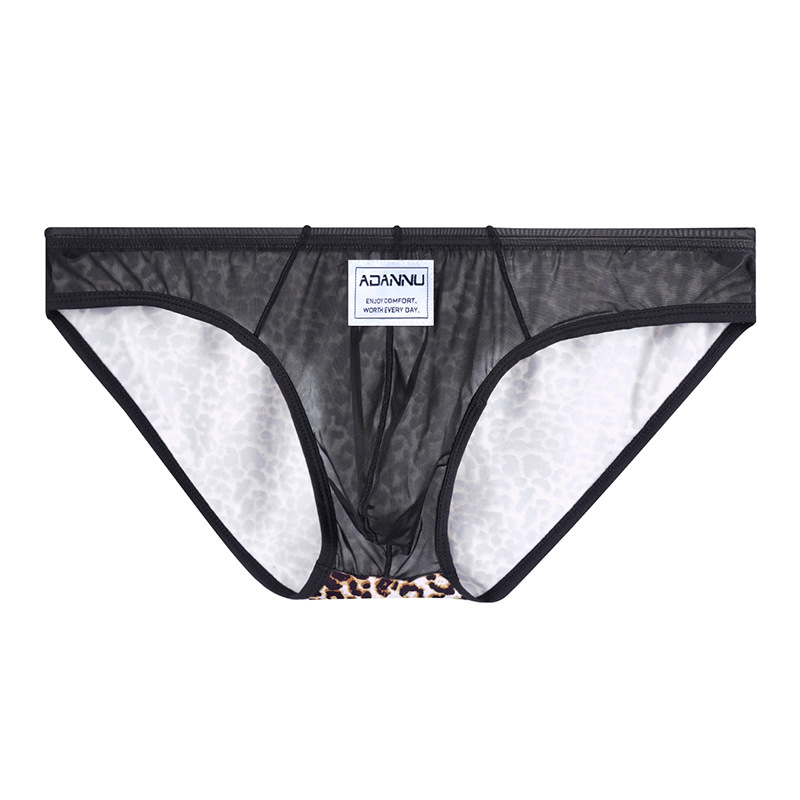 Transparent Sexy Leopard-print Mesh Mens Briefs photo 3