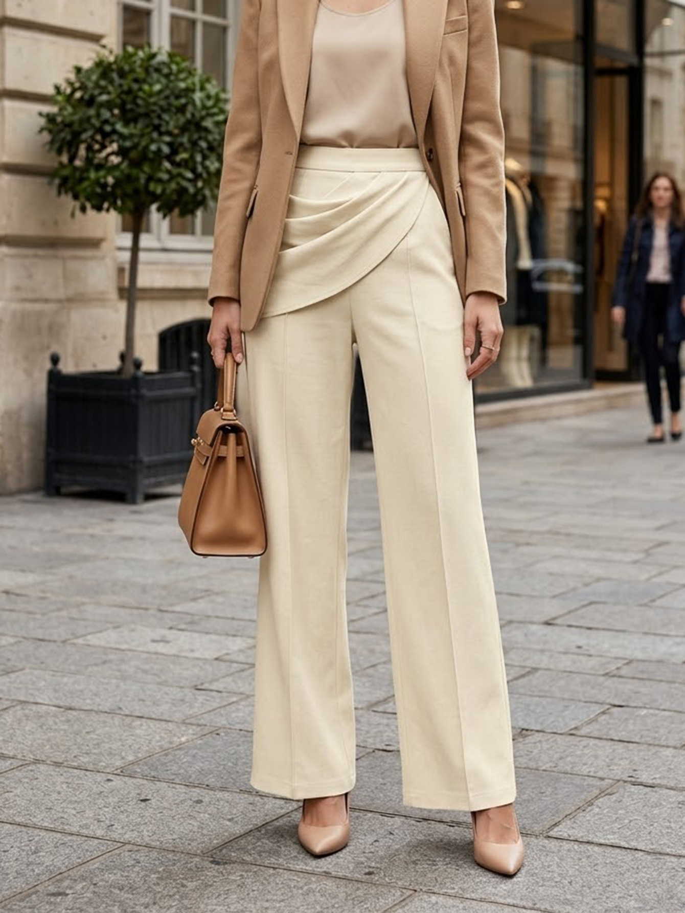 Design-focused Irregularly Crossed Mid-rise Tailored Trousers photo 2