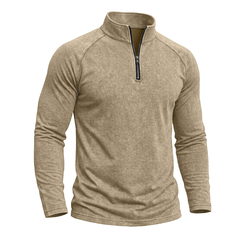 Retro Washed Long-sleeve Men's Distressed T-shirt photo 4