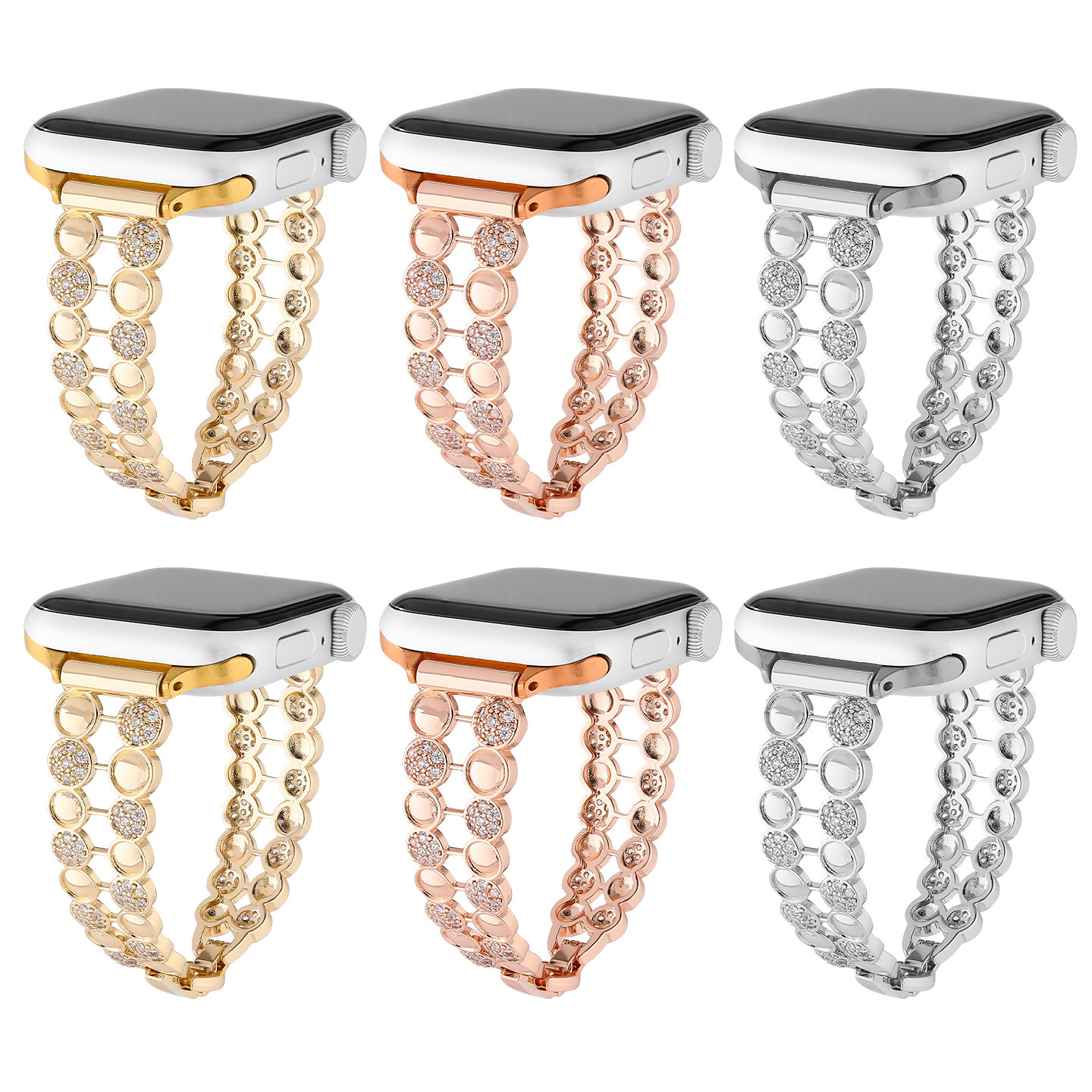 Fashionable Pure Copper Crushed-crystal Watch Strap photo 5