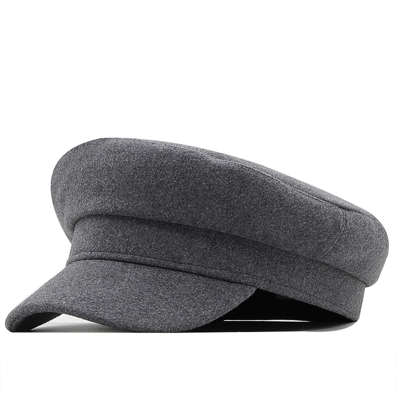 Simple Solid-color Military For Women British Retro Smooth-surface Flat-top Baseball Cap photo 1