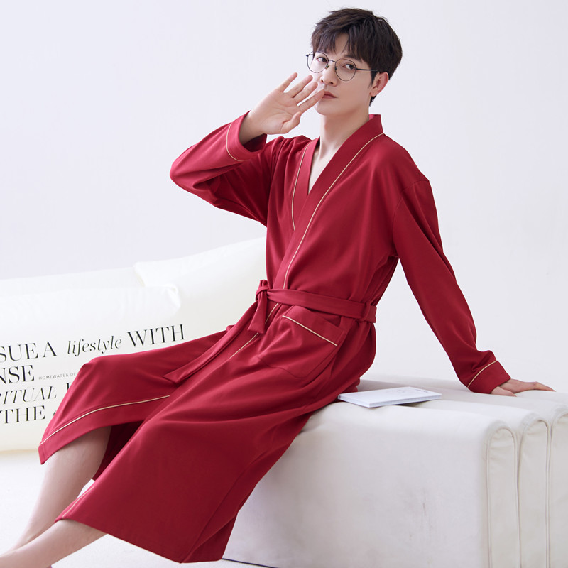 Long-sleeve Mens Home Wear Long And Thin Nightgown photo 5