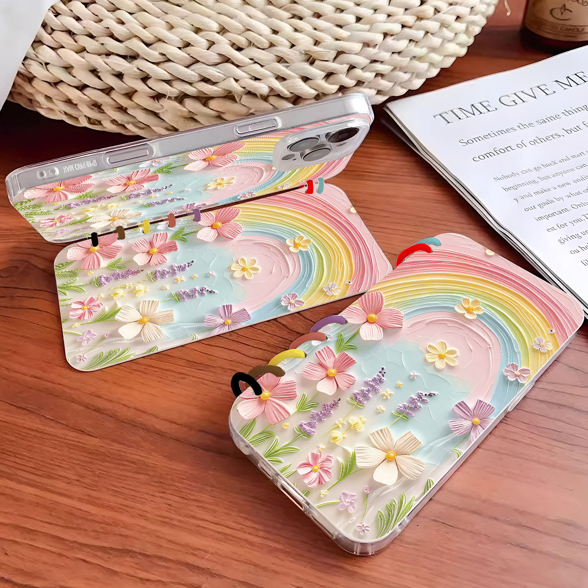 Rainbow Floral Notebook Flip Case For Mobile Phones photo 4