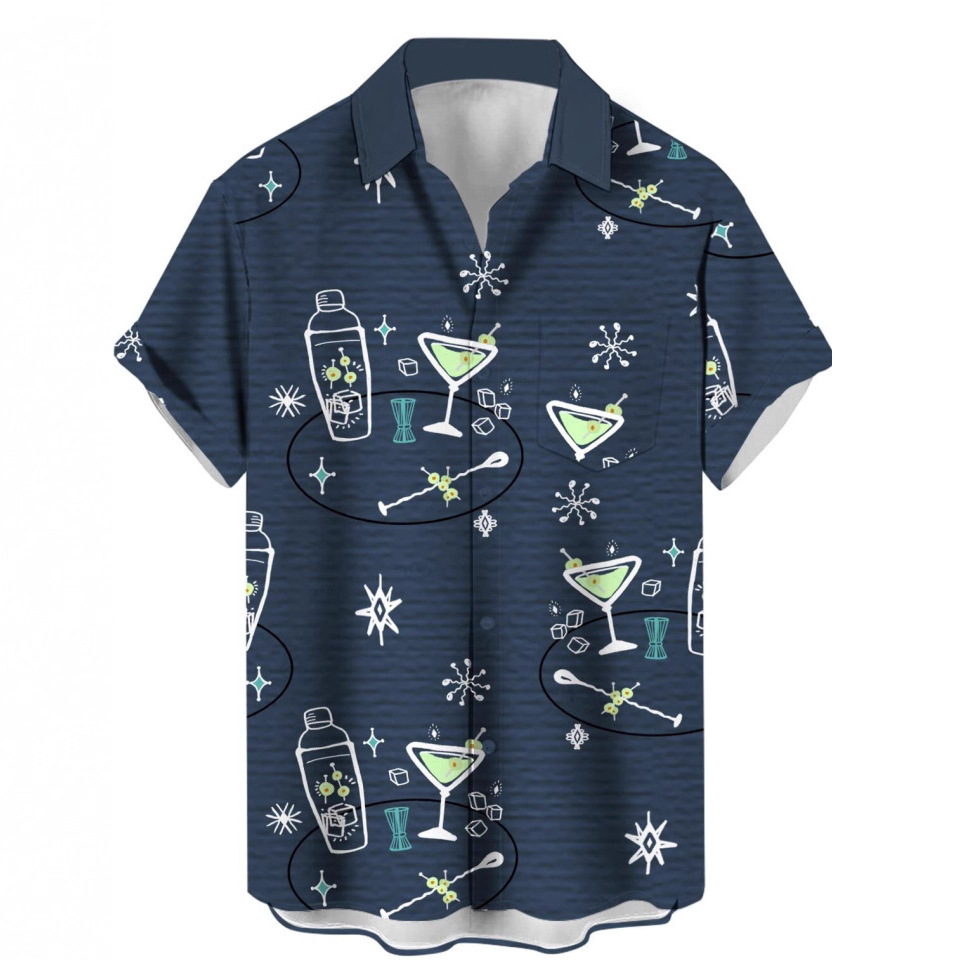 Short-sleeved Lapel-printed Loose-fitting Casual Shirt photo 1