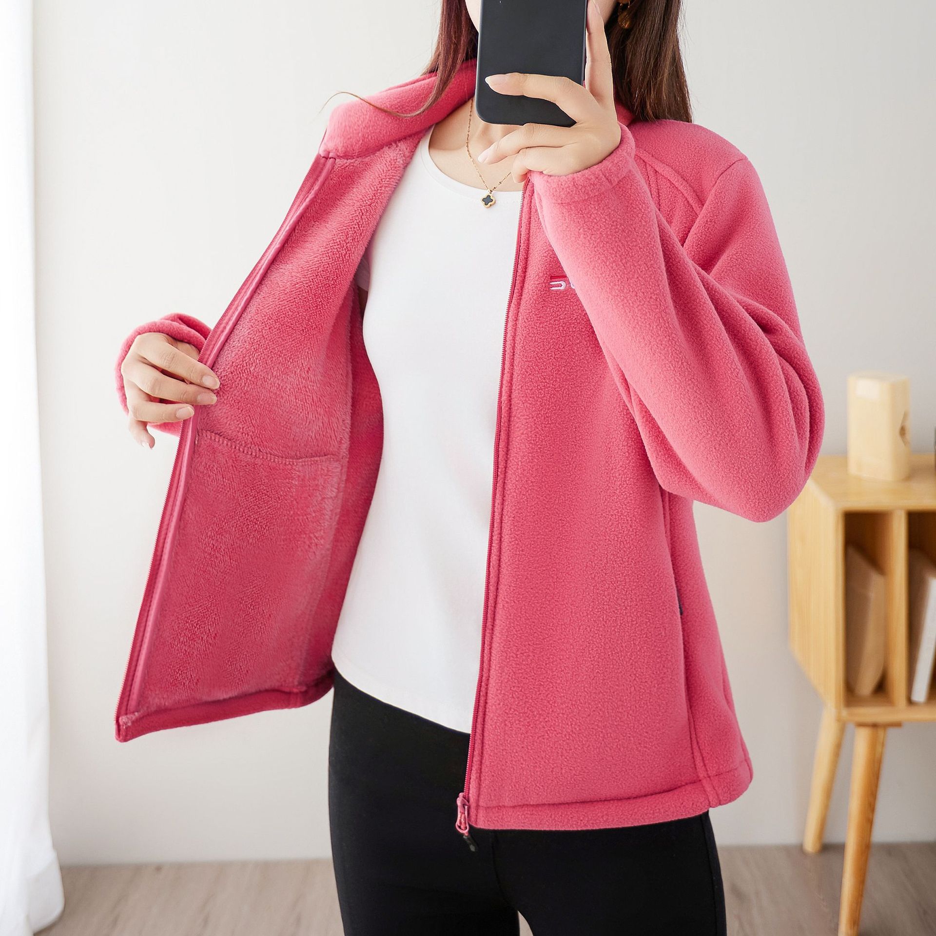 Women's Fleece-Lined Thickened Zip-Up Cardigan photo 5