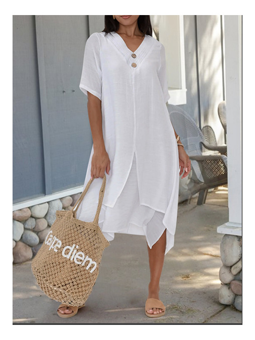 Double-layer Slit V-neck Bohemian Dress photo 7