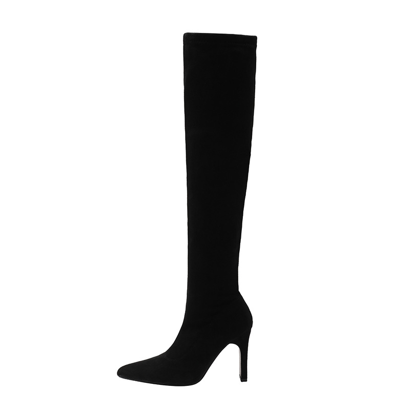 Women's Stretchy Slim-fit Over-the-knee High-heeled Pointed-toe Boots photo 2