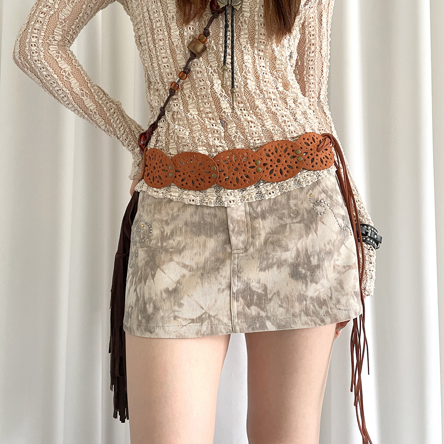 Retro Brown Denim Belt Accessory photo 4