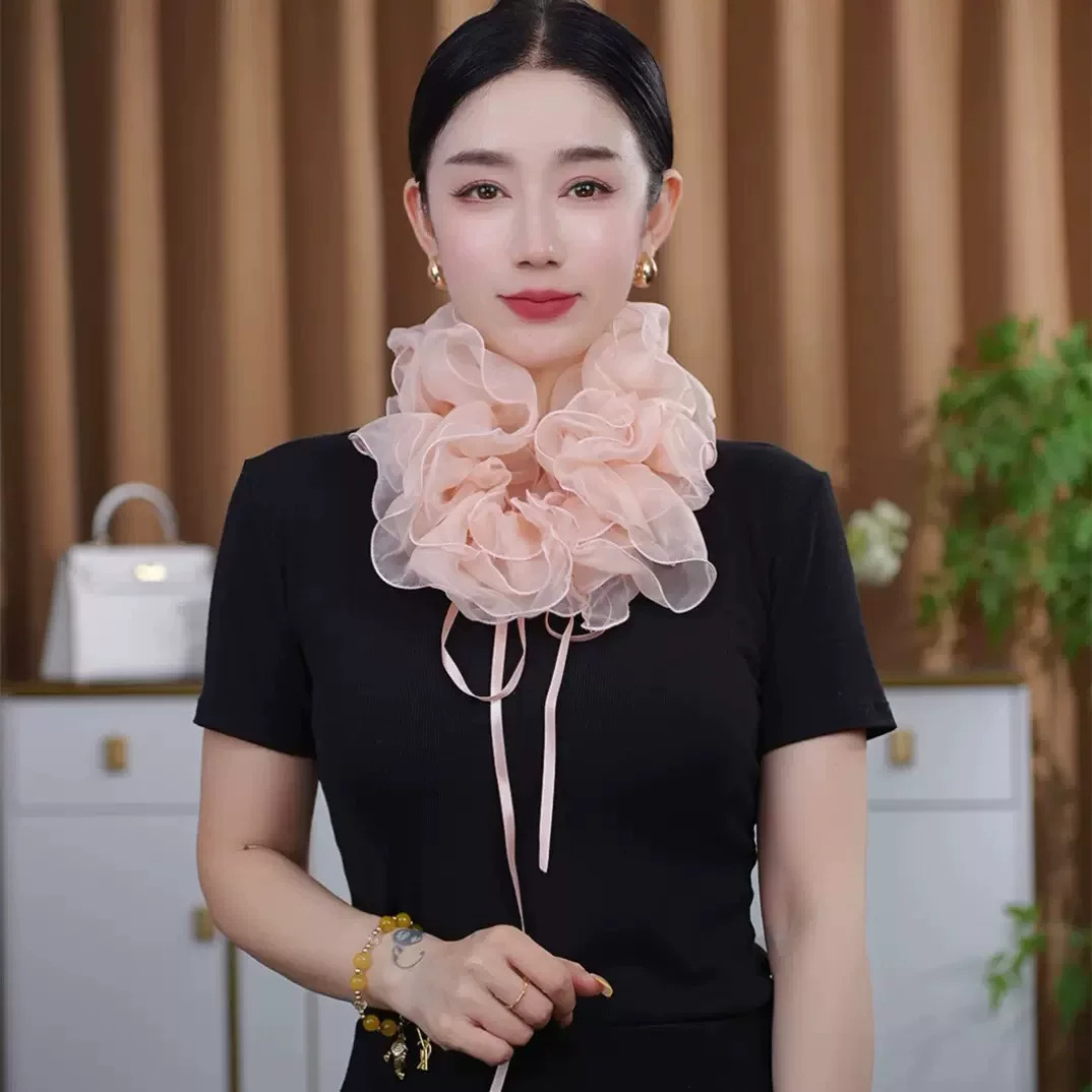 Same As The Internet Celebritys Faux Collar Mesh Bow Tie Versatile For Dance And Everyday Wear Silk Scarf photo 5
