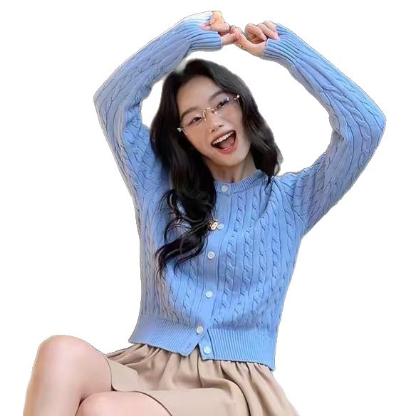 Cable-knit Vintage Sweater Jacket Top photo 4